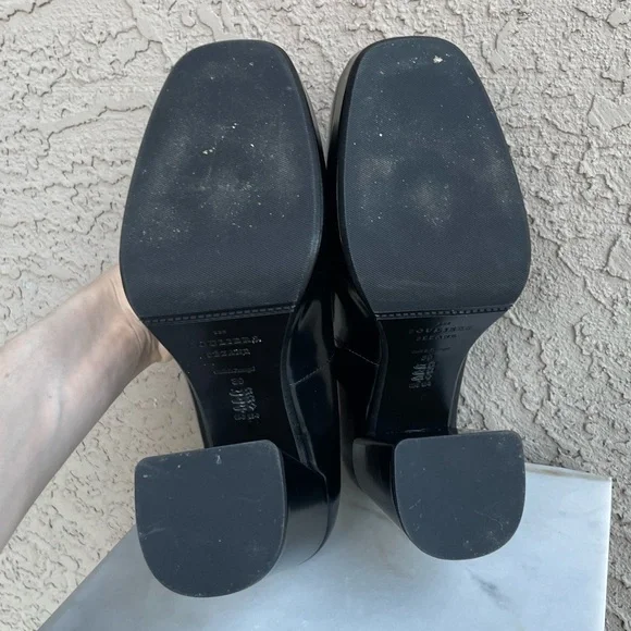 SEZANE Glossy Black Leather Monique High Babies T Strap Platform Mary Jane Heels - Picture 16 of 17